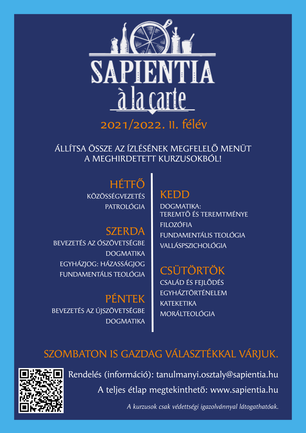 Sapientia À la carte 2021 2022 II. félév